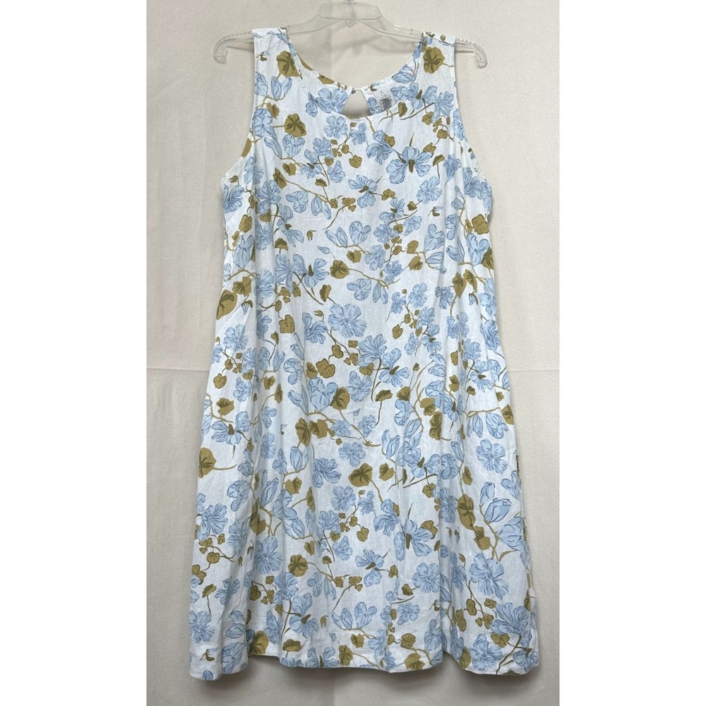 Joie Tropical Cottage Floral Garden Party Linen Blend Keyhole Back Midi Dress XL - Picture 1 of 7